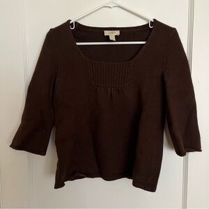 LOFT Women's Chocolate Brown Scoop Neck Sweater